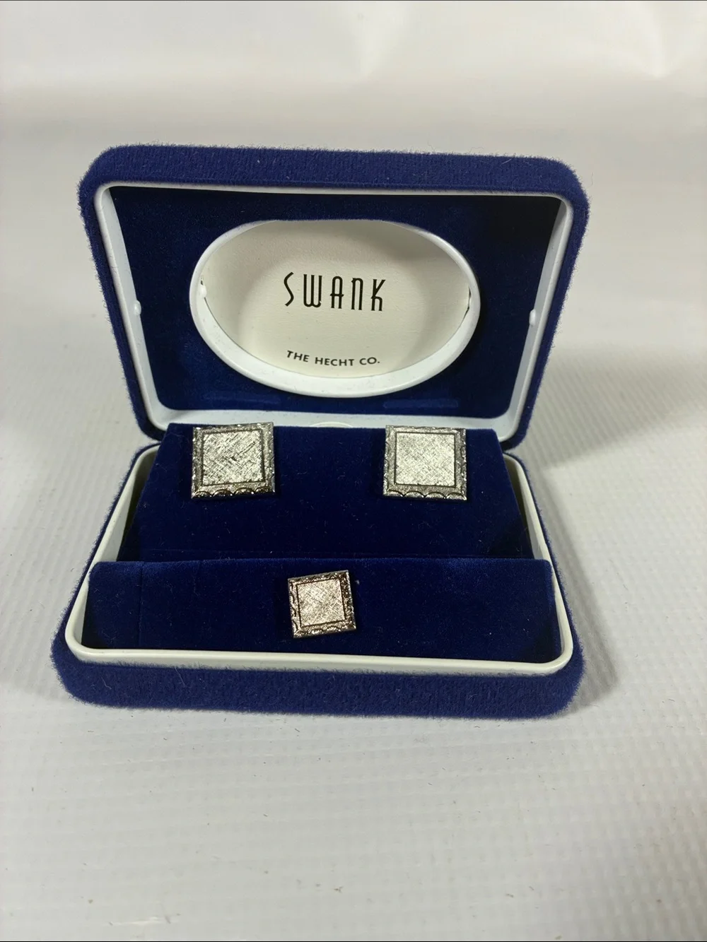 SWANK Silver-Tone Square Cuff Links and Tie Pin Set